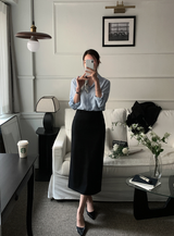 Roniv Silky Hidden Button Blouse / 5 colors