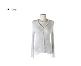 Heo See-through Ribbed Button Slim Cardigan
