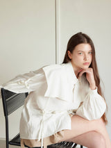 TRENCH RIBBON SHIRT / WHITE