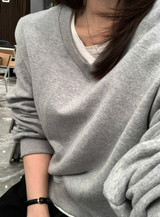 [Lè made] リメイドエブリーVネックスウェットシャツ