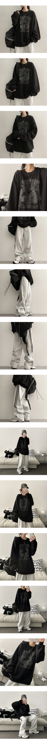 3 Line Coloring Accentuated Banded Wide Pants