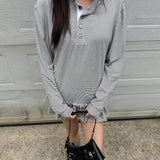 ストライプリンクルTシャツ ホワイト