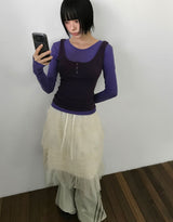SHEER TIERED MIDI SKIRT