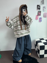 TWO PINTUCK RIVET BELT BALLOON LONG PANTS 🤎🖤💙3COLOR