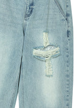 CROSS APLIQUE DENIM LIGHT BLUE