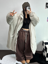 フリース❤スナップポイントバルーントレーニングパンツ💚🩷🧸🩶🖤6カラー