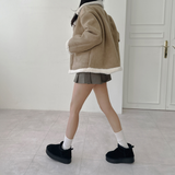 (COW LEATHER🤎🐑🐄) ダルメシアンアグ4㎝プラットフォームショートブーツ