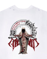 ゴーテッドブレスカッティングオーバーサイズTシャツ(ホワイト)