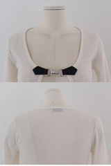 BUCKLE CROP CARDIGAN (IVORY, BLACK 2COLORS!)
