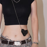 LOVE Pearl Crystal Mini Heart BAG_BLACK