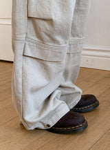 Snap Button Cotton D Ring Wide Pants (3color)