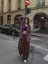 Solar loose fit hooded checkered shirt