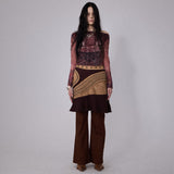 SHEISSHE/SUEDE SPLICED STRUCTURED SKIRT