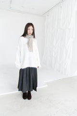 wool unbal button pleats skirt(2colors)