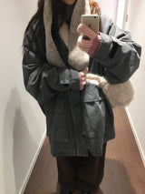 Shearling Overfit Cotton Field Jacket (2 Colors)