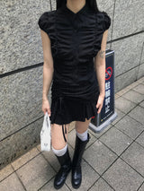 City Class Sheer Shirring HAlf Shirt& Skirt SET 