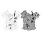 Roselyn Buckle Strap Graphic Top