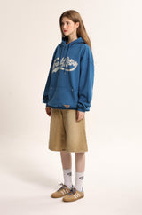 Crack Printed Logo Hood - Blue
