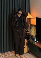 Unisex Couple Golden Hooded Sweatshirt and Cargo Drawstring Pants Set
