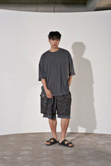VINTAGE CAMO LAYERED 1/2 PANTS (Charcoal)