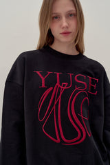 SWEATSHIRT EARTHYUSE NEEDLEWORK - BLACK