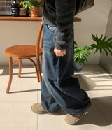 Hison Balloon Wide Brushed Denim Pants