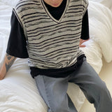 Net see-through dangara v neck knit vest 2C