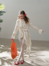 Cotton Embroidered Lace Flower Beads Romantic Dress