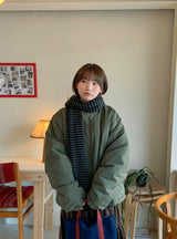 [unisex] コートレウーレンハーフボンバーパディングジャンパー