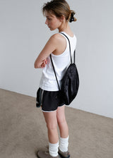 Flower Satin Backpack_Black