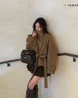 [ORIGINAL] Center Waist-Tie Wool Short Coat
