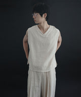 [DOJINOI] LINEN V-NECK VEST OATMEAL