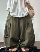 LOOSE CARGO BANDING BALLOON PARACHUTE BALLOON COTTON PANTS 💚🐣🖤 - 3 COLORS