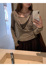 Cozy Soft Shirring Long Sleeve T-shirt