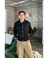 Coated denim trucker jacket