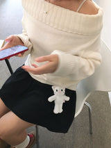 white cat carol keyring