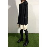 SLIP NECK OVERLOCKED TOP : BLACK