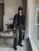 Bent brush wide denim