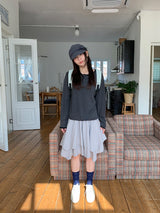 26SS★ [BAONHAUS]クールアンバランスフリルレイヤードスカート