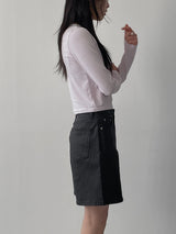 Matte leather wide half pants