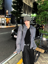 ビンテージダメージツーウェイニットジップアップ
