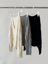 [High quality line] Twisted Deep V-neck Long Sleeve Knitwear