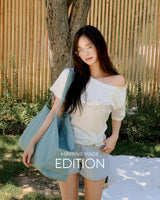 MADE. ブラー レタリング オフショルダー Tシャツ
