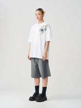 フローラルエンブロイダリーロゴTシャツ