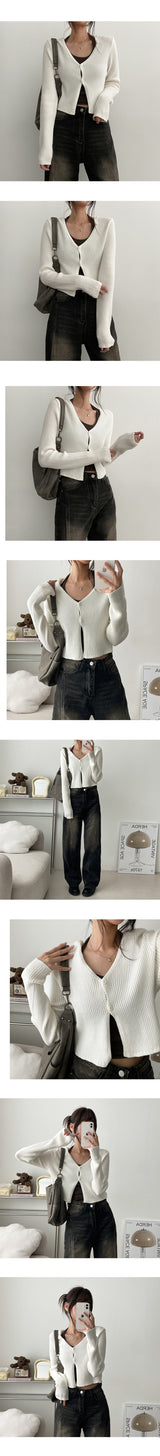 Jane to Snap Slim Ribbed Knit Cardigan