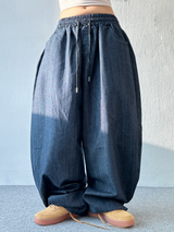 BALLOON BANDING LONG DENIM PANTS💙🖤 - 2 COLORS