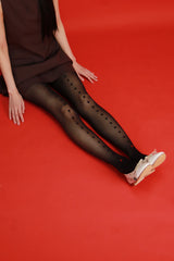 valentine heart black tights