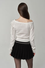Rosy cake cable knit, White