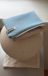 Ribbed flat pouch - sky blue , S size
