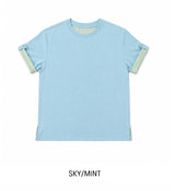 [unisex] ロベン カラーマッチング ロールアップ ショートスリーブ Tシャツ